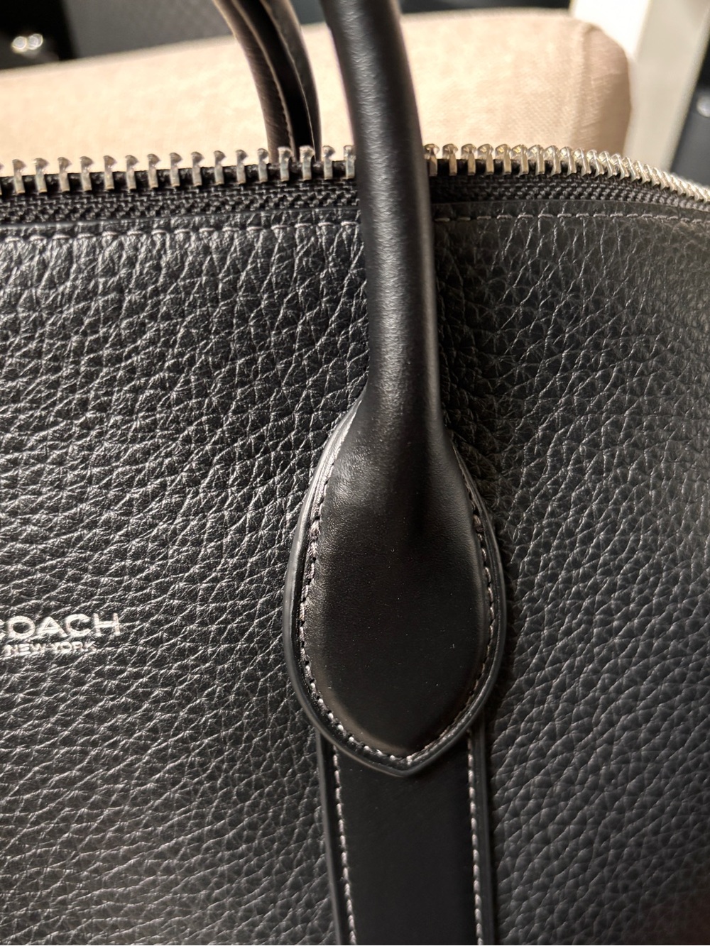 COACH Compass 35 in Black Pebbled Leather - Picture 13 of 13